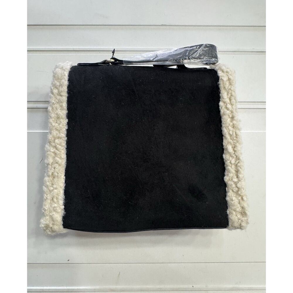 Badgley Mischka Vegan Leather Satchel Handbag Fur Border Black NWT $159 - Picture 8 of 8